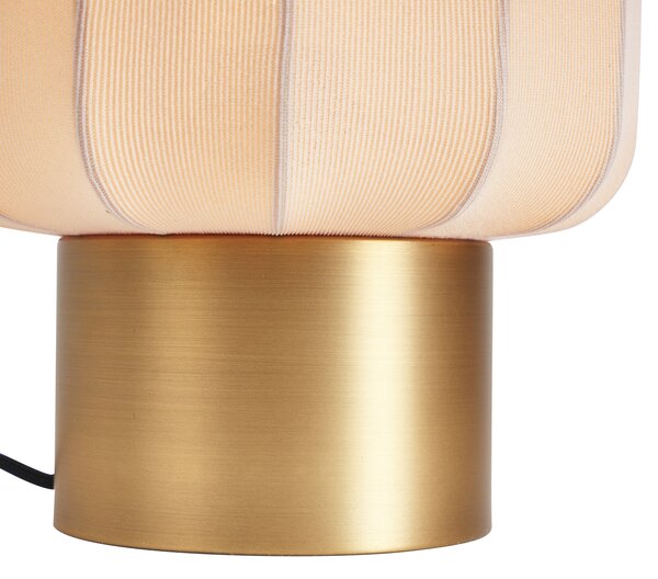 Japandi stolná lampa zlatá s béžovým tienidlom - Pluni