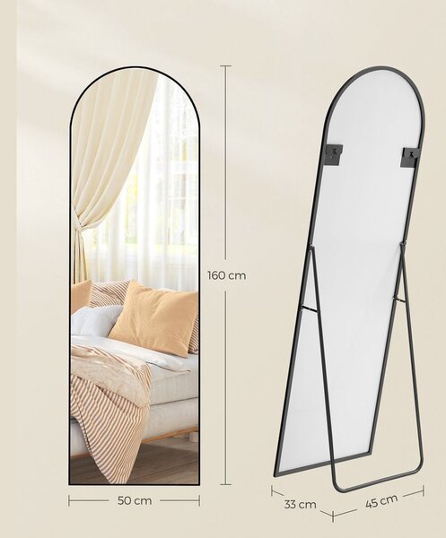 Zaoblené zrkadlo UMBRA, 160x50cm, čierna SongmicsHome