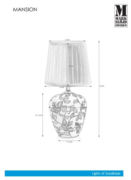 Markslöjd 107039 - Stolná lampa MANSION 1xE14/40W/230V
