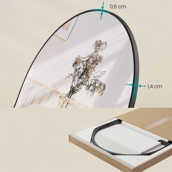 Zaoblené zrkadlo UMBRA, 160x50cm, čierna SongmicsHome