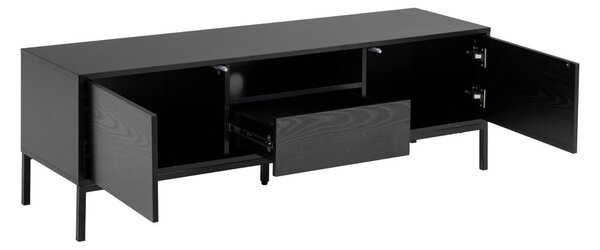 Čierny TV stolík v dekore jaseňa 140x45 cm Seaford – Actona