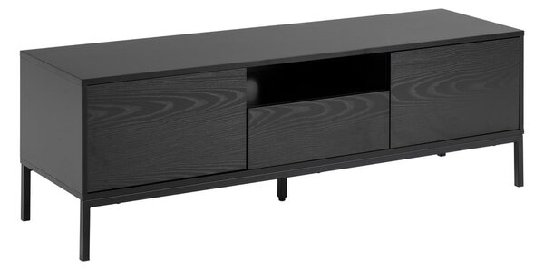 Čierny TV stolík v dekore jaseňa 140x45 cm Seaford – Actona