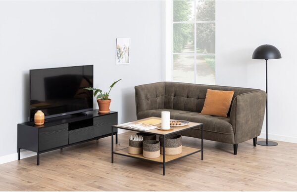 Čierny TV stolík v dekore jaseňa 140x45 cm Seaford – Actona