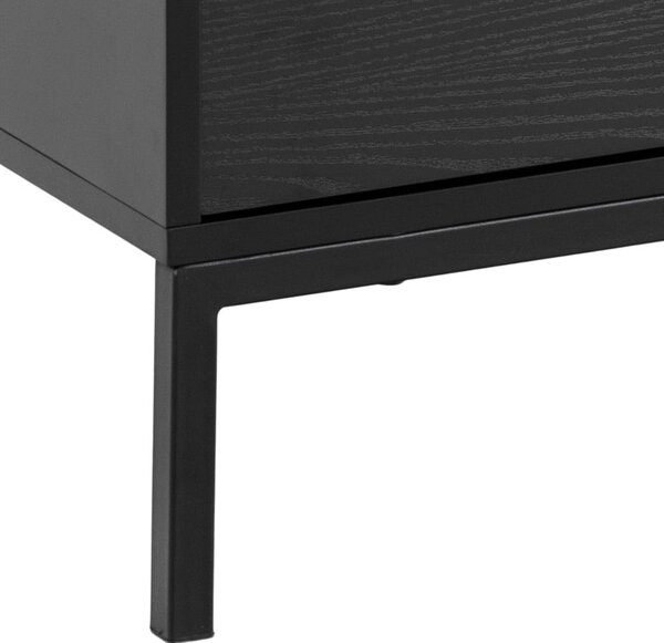 Čierny TV stolík v dekore jaseňa 140x45 cm Seaford – Actona