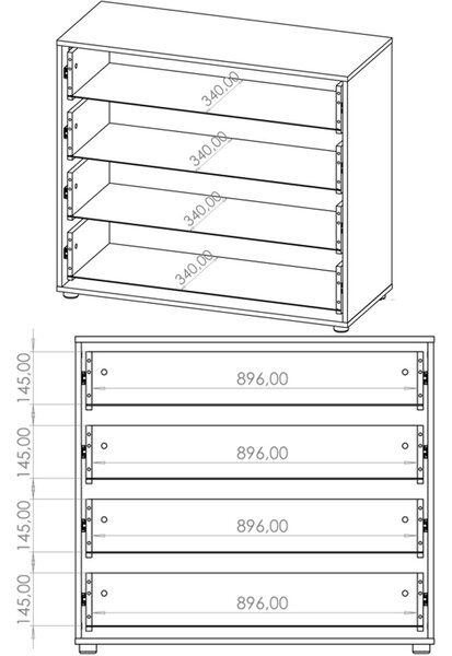 MEBLINE Komoda MAXIS 03 biela