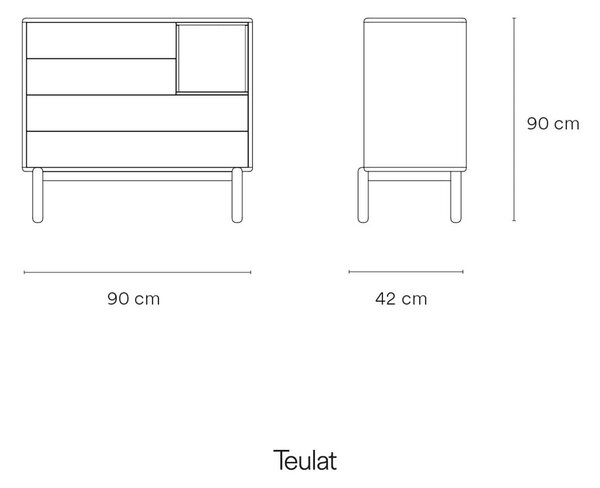 Tmavosivá nízka komoda 90x90 cm Corvo - Teulat