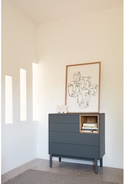 Tmavosivá nízka komoda 90x90 cm Corvo - Teulat