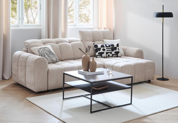 SEDACIA SÚPRAVA, drevo, kov, plast, textil, béžová Xora - Sedačky