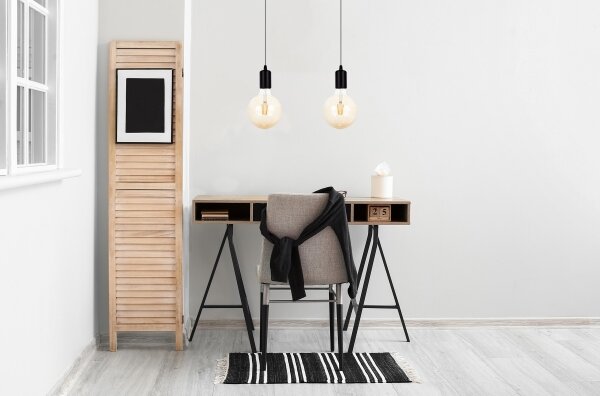 Luster na lanku MIROS 2xE27/60W/230V čierna