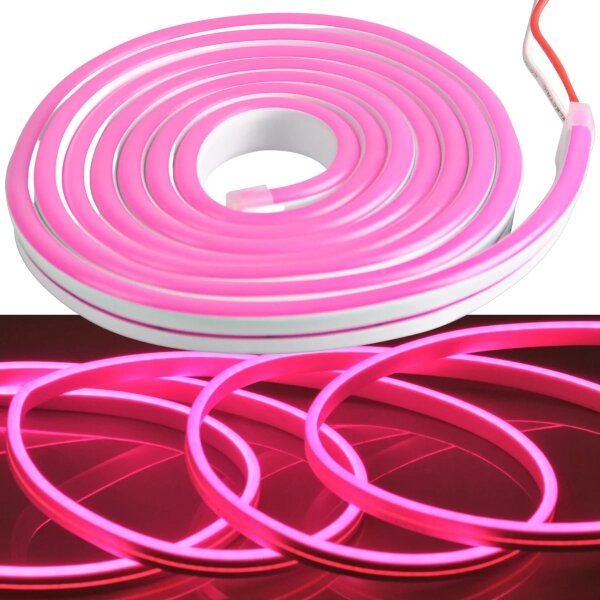 LED Pásik NEON 2 m LED/17W/12V IP65 ružová