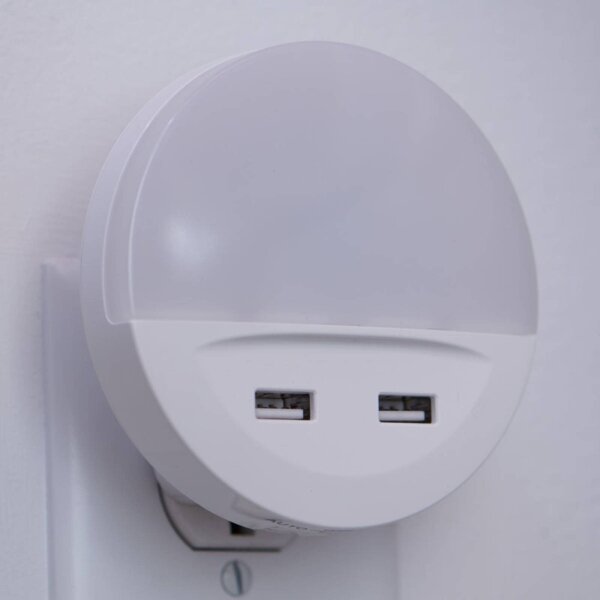 Osram - LED Nočné svietidlo do zásuvky so snímačom LUNETTA 2xUSB LED/13W/230V
