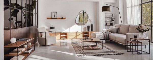 TV stolík v dekore duba v prírodnej farbe 150x44 cm Abilen - Kave Home