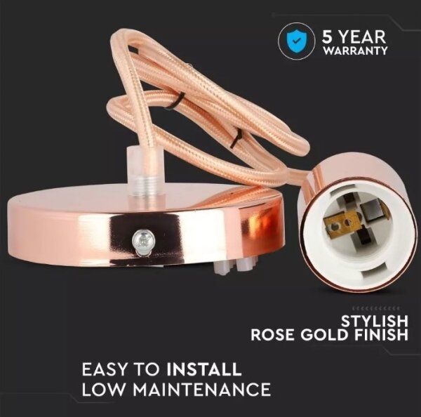 Lusteer na lanku 1xE27/60W/230V rosegold