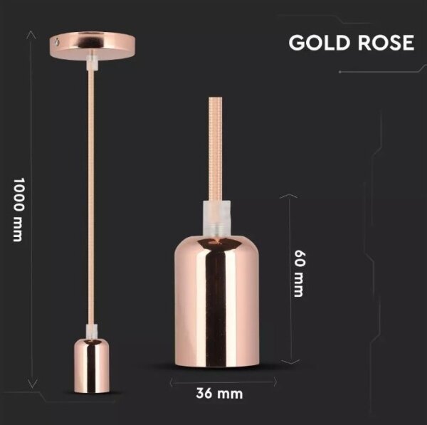 Lusteer na lanku 1xE27/60W/230V rosegold
