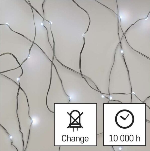LED vonkajší reťazec 40xLED/9m IP44 studená biela