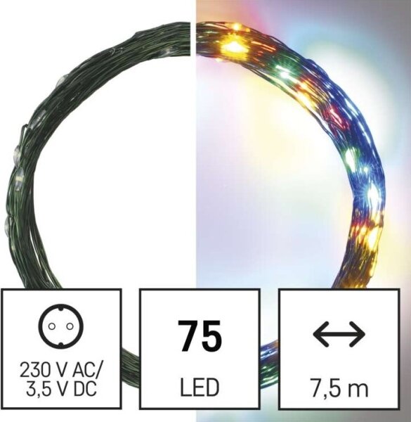 LED vonkajší svetelný reťaz 75xLED/12,5m IP44 viacfarebný