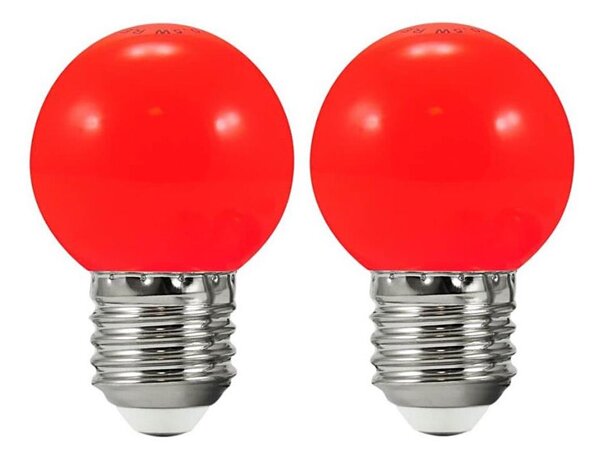 SADA 2x LED Žiarovka PARTY E27/0,5W/36V červená 3000K