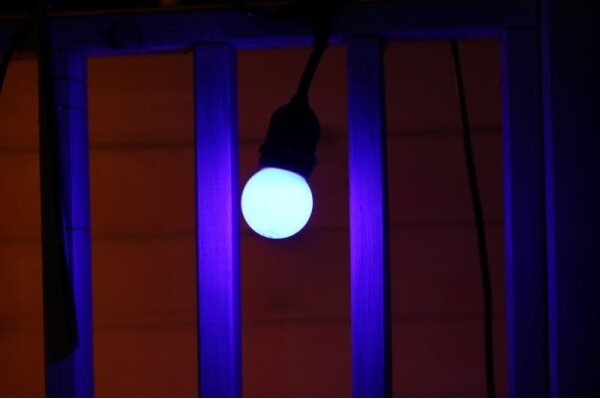 SADA 2x LED Žiarovka PARTY E27/0,5W/36V modrá 3000K