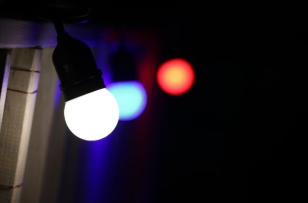 SADA 2x LED Žiarovka PARTY E27/0,5W/36V modrá 3000K
