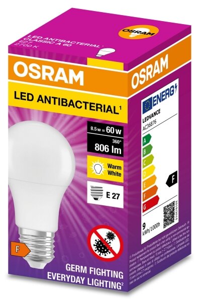 LED Antibakteriálna žiarovka A60 E27/8,5W/230V 2700K - Osram