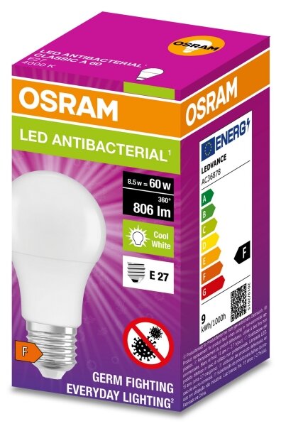 LED Antibakteriálna žiarovka A60 E27/8,5W/230V 4000K - Osram