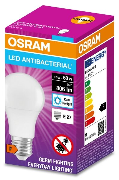 LED Antibakteriálna žiarovka A60 E27/8,5W/230V 6500K - Osram
