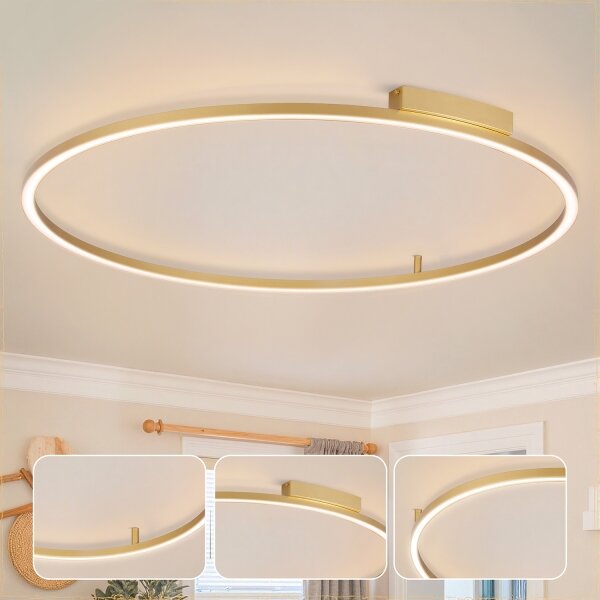 Brilagi - LED stmievateľné svietidlo PORTOFINO LED/85W/230V priemer 120 cm zlatá + diaľkové ovládanie