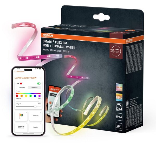 Osram - LED RGB+TW stmievateľný vonkajší LED pás SMART+ FLEX 3 m LED/12,5 W/230 V Wi-Fi