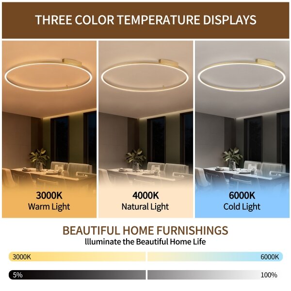 Brilagi - LED stmievateľné svietidlo PORTOFINO LED/85W/230V priemer 120 cm zlatá + diaľkové ovládanie