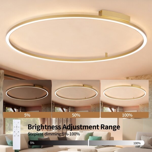 Brilagi - LED stmievateľné svietidlo PORTOFINO LED/85W/230V priemer 120 cm zlatá + diaľkové ovládanie
