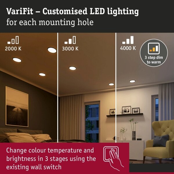 Paulmann 93102 - LED/16W IP44 stmievateľné podhľadové svietidlo AREO 230V pr. 23 cm čierna