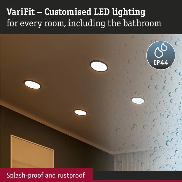 Paulmann 93102 - LED/16W IP44 stmievateľné podhľadové svietidlo AREO 230V pr. 23 cm čierna