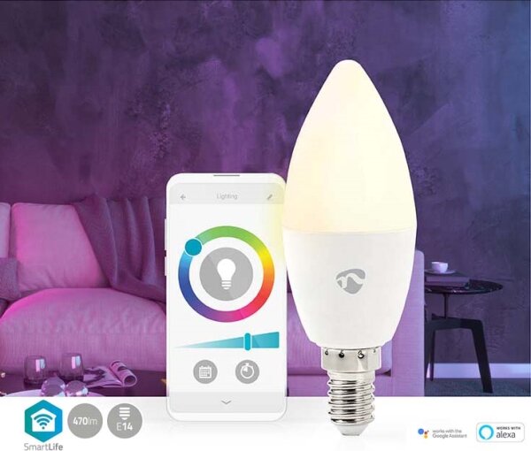 Nedis WIFILRC10E14 - LED RGB Stmievateľná žiarovka E14/4,9W/230V Wi-Fi 2700-6500K