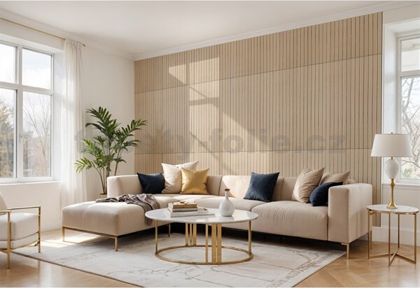 Samolepiace lamely na stenu L01, cena za kus, rozmer 100 cm x 60 cm, svetlo hnedé, IMPOL TRADE