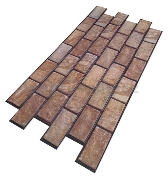 Obkladové panely 3D PVC CPVC5, cena za kus, rozmer 960 x 480 mm, kamenný obklad hnedý, IMPOL TRADE