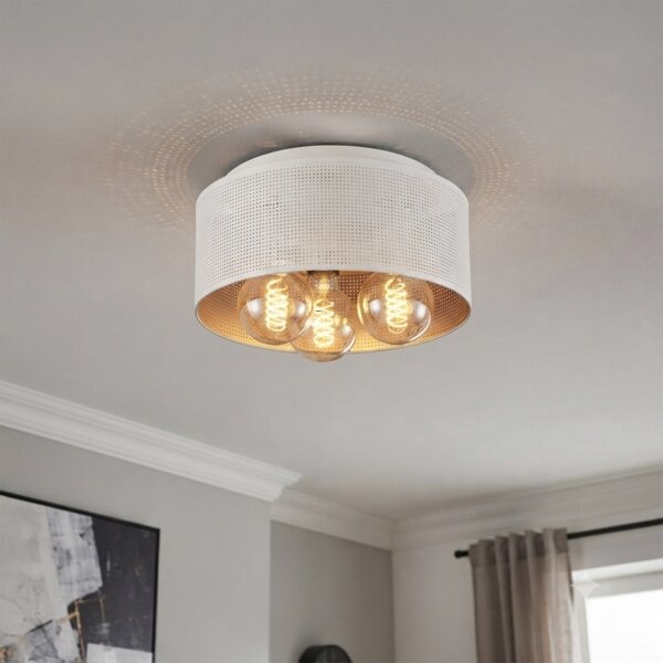 Stropné svietidlo SIRJA PLISADO 3xE27/15W/230V pr. 35 cm biela/zlatá