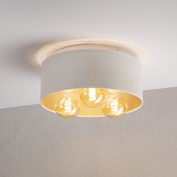 Stropné svietidlo SIRJA PLISADO 3xE27/15W/230V pr. 35 cm biela/zlatá