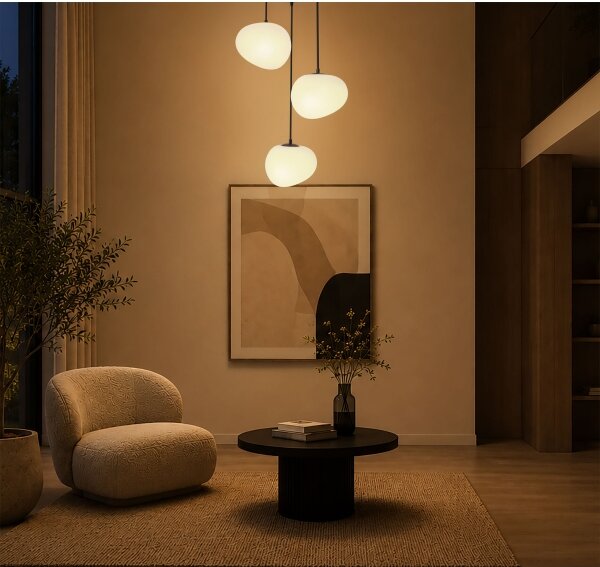 BRILAGI - Závesné svietidlo na lanku PEBBLES 3xE27/40W/230V pr. 42 cm čierna