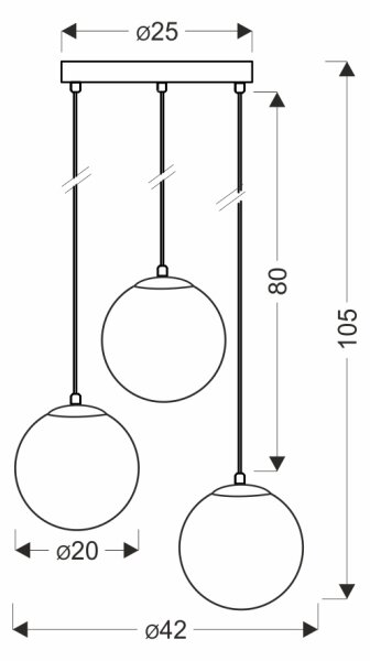 BRILAGI - Luster na lanku POLOS 3xE27/40W/230V, priemer 42 cm, čierna