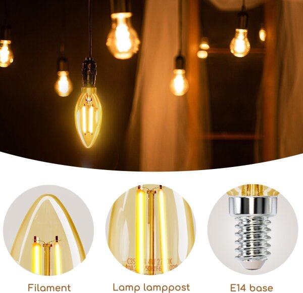 LED Žiarovka C35 E14/4W/230V 2200K - Aigostar