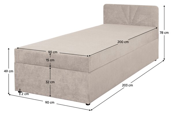 KONDELA Boxspringová posteľ, jednolôžko, béžová, 90x200, univerzálna, SUPA
