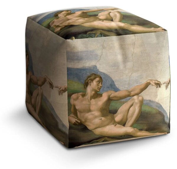 Sablio Taburet Cube Stvorenie Adama - Michelangelo Buonarroti - 40x40x40 cm