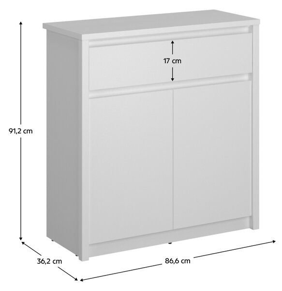 KONDELA Komoda 2D1S, biela, ERODIN