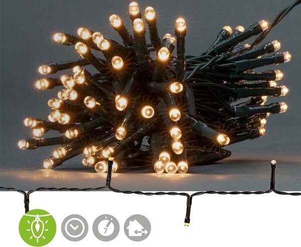 Nedis CLBO96 - LED reťaz 96xLED/7 funkcií/3xAA 7,7m IP44 teplá biela