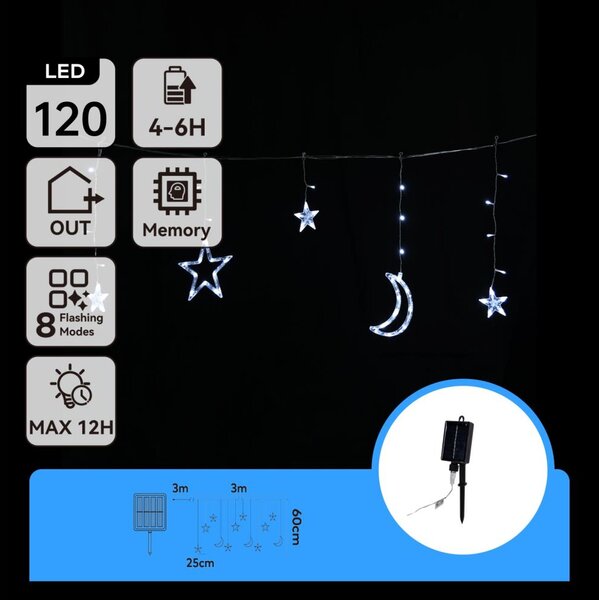 Aigostar - LED solárny vianočný reťazec 120xLED/8 funkcií 3x0,6m 500 mAh IP65 studená biela