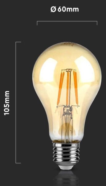 LED Žiarovka FILAMENT AMBER A67 E27/10W/230V 2200K