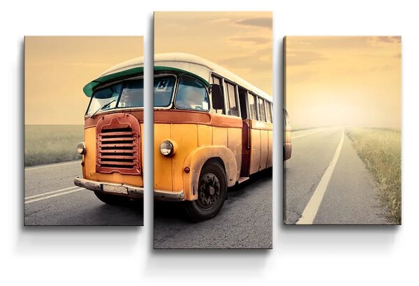 Sablio Obraz - 3-dílný Autobus veterán - 75x50 cm