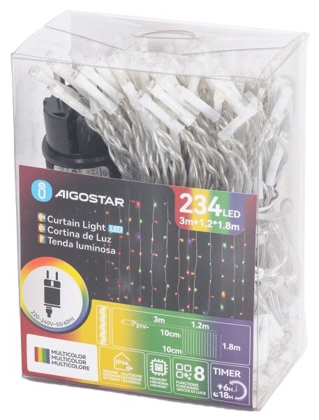 Aigostar - LED vonkajší svetelný reťaz 234xLED/8 funkcií 1,2x1,8 m IP44 viacfarebný