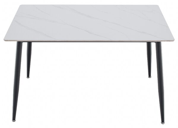 KONDELA Jedálenský stôl, biely mramor/čierna, 121x71 cm, FLORENC TYP 1