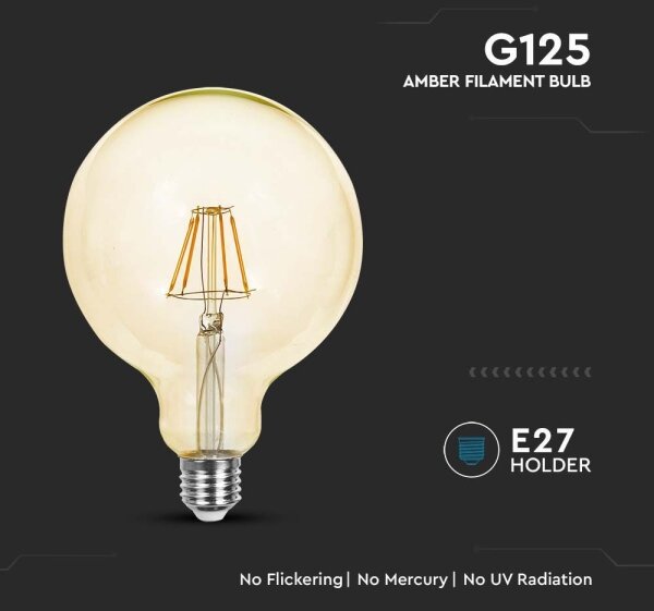 LED Žiarovka FILAMENT G125 E27/6W/230V 2200K